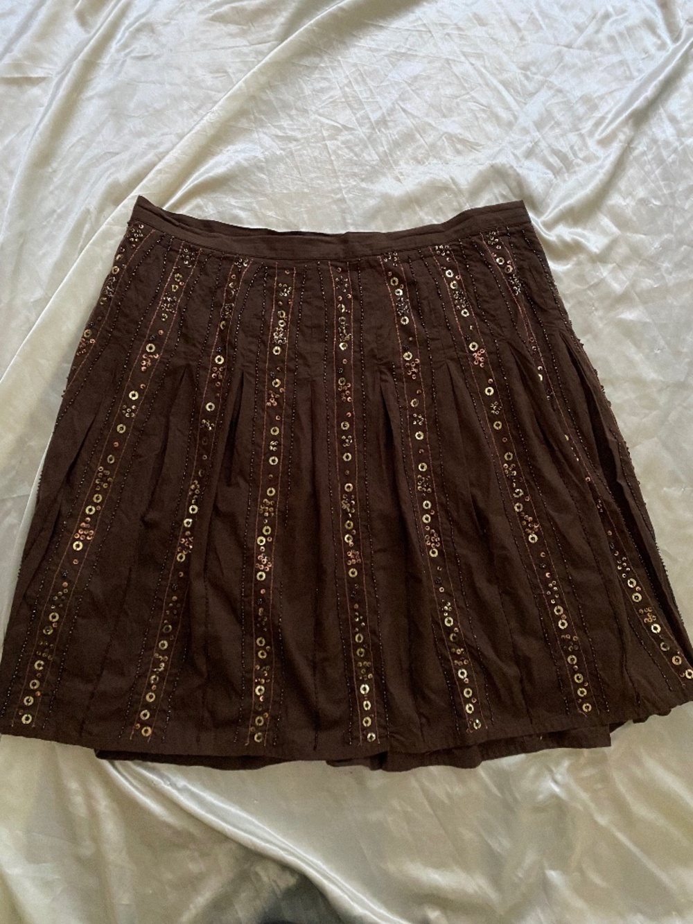 Vintage y2k Brown Sequin Beaded Boho Mini Skirt Fairy Size 18 Plus